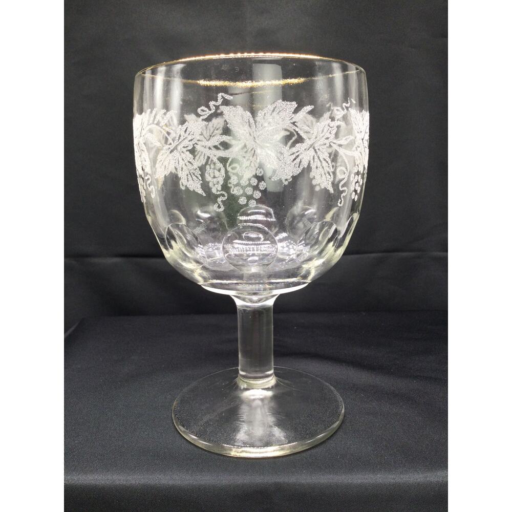 Bartlett Collins 806 Clear Glass Gold Trimmed Water Goblet